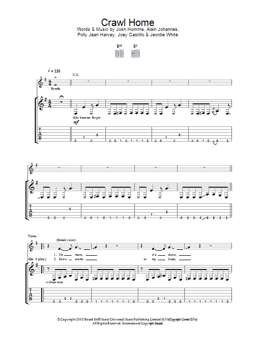 Desert Sessions Crawl Home sheet music notes and chords arranged for Guitar Tab