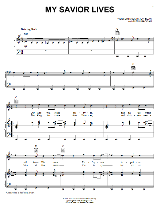 Desperation Band My Savior Lives sheet music notes and chords arranged for Piano, Vocal & Guitar Chords (Right-Hand Melody)