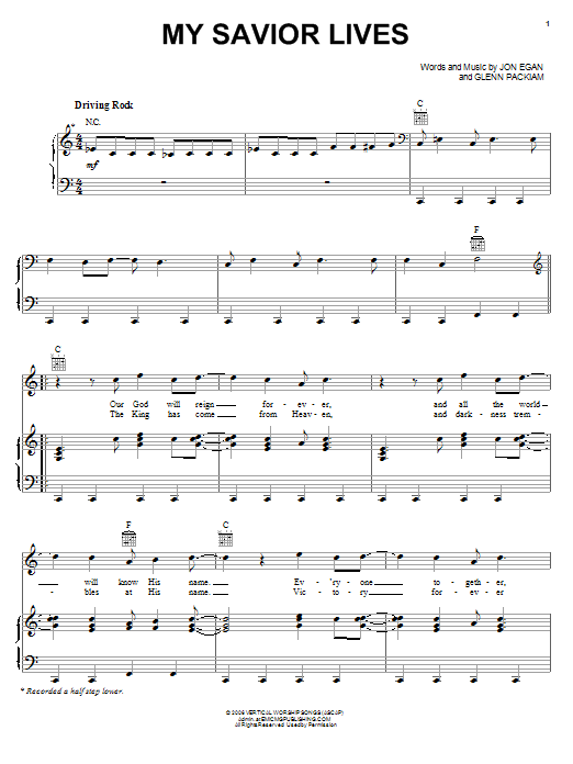 Jon Egan My Savior Lives sheet music notes and chords arranged for Easy Guitar