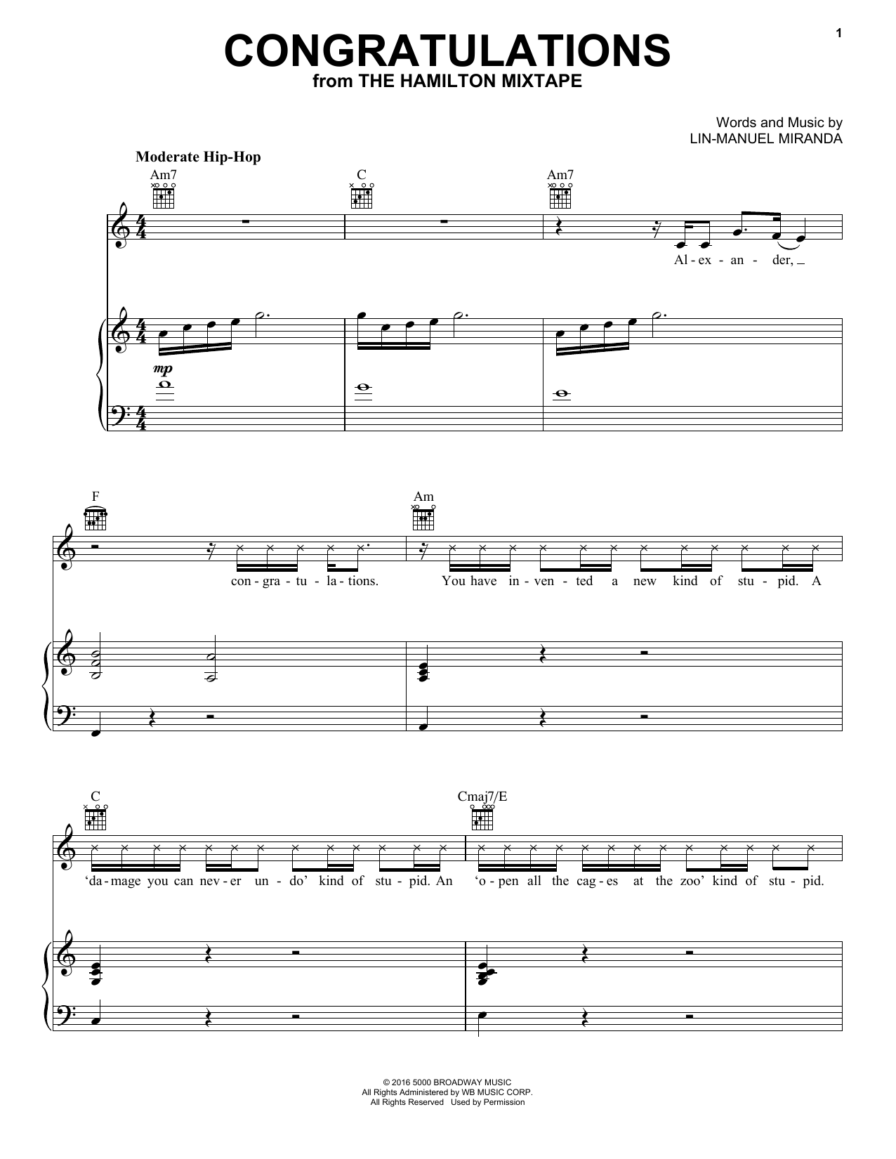 Dessa Congratulations sheet music notes and chords arranged for Piano, Vocal & Guitar Chords (Right-Hand Melody)