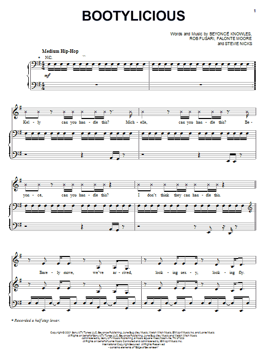 Destiny's Child Bootylicious sheet music notes and chords. Download Printable PDF.