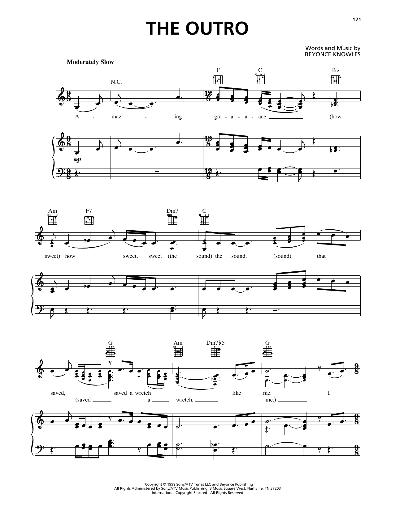 Destiny's Child The Outro sheet music notes and chords arranged for Piano, Vocal & Guitar Chords (Right-Hand Melody)