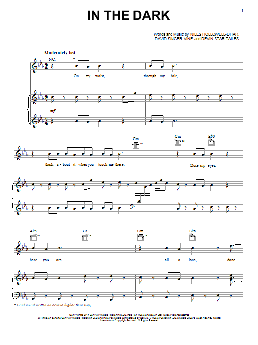 Dev In The Dark sheet music notes and chords arranged for Piano, Vocal & Guitar Chords (Right-Hand Melody)