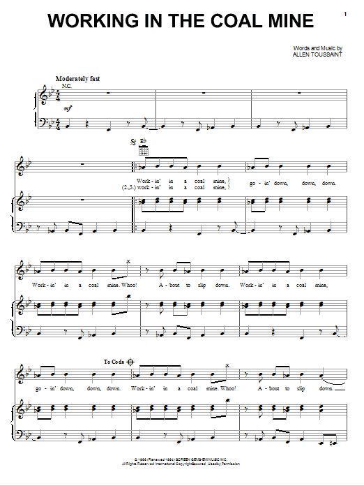 Devo Working In The Coal Mine sheet music notes and chords arranged for Piano, Vocal & Guitar Chords (Right-Hand Melody)