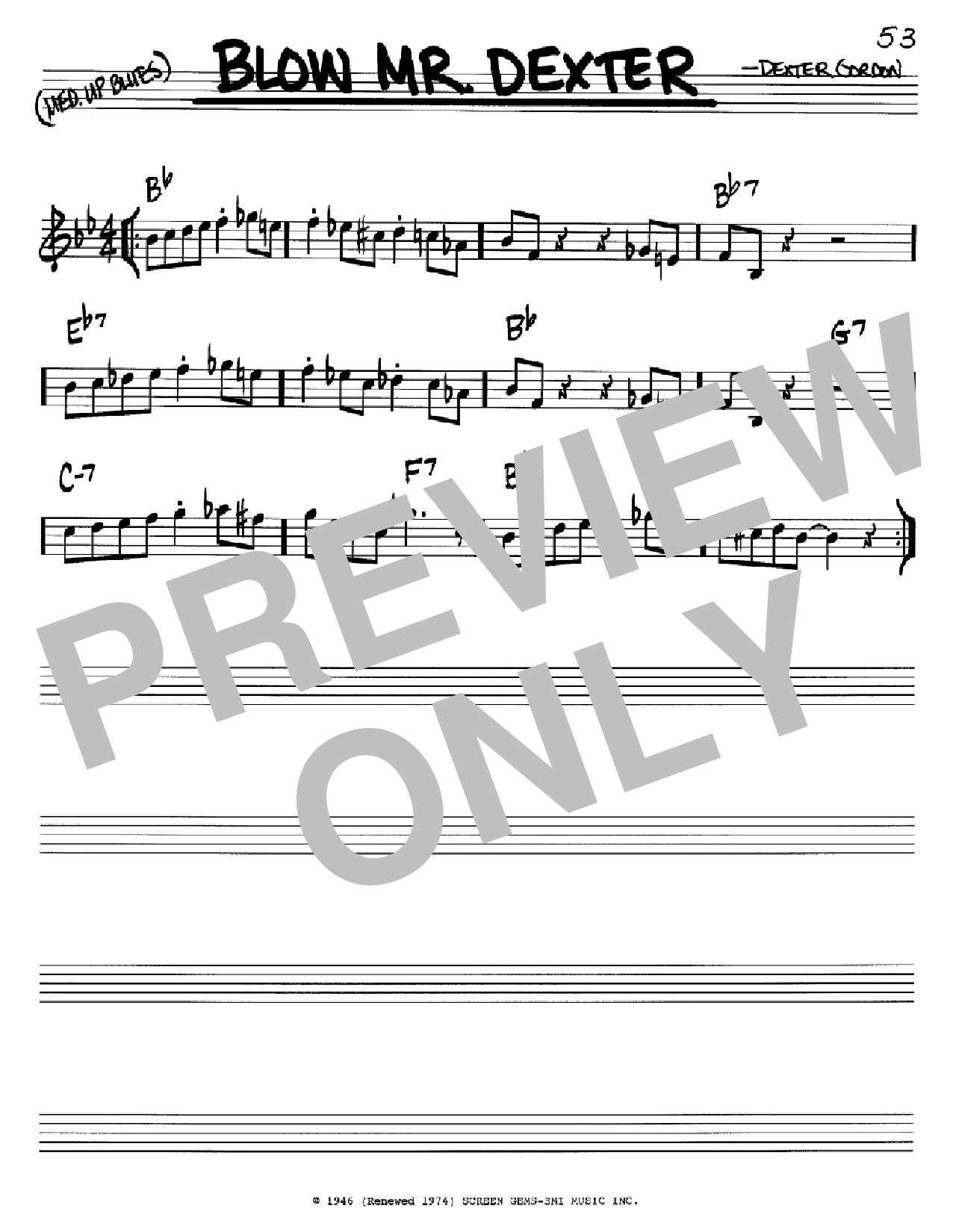 Dexter Gordon Blow Mr. Dexter sheet music notes and chords arranged for Real Book – Melody & Chords – C Instruments