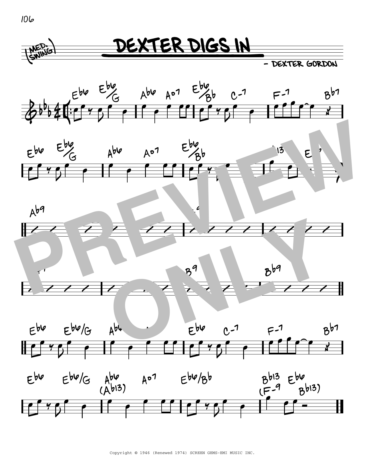 Dexter Gordon Dexter Digs In sheet music notes and chords arranged for Real Book – Melody & Chords