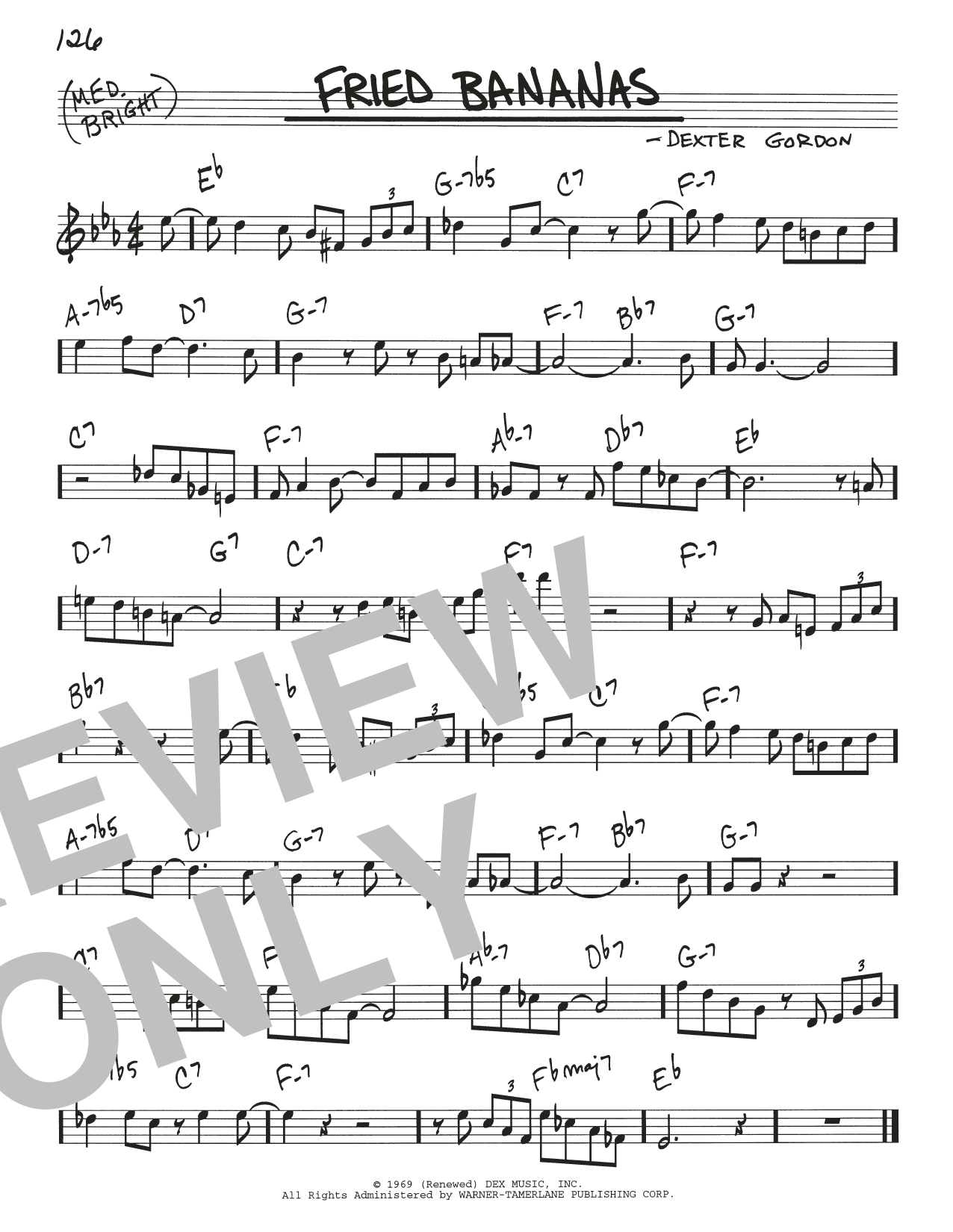 Dexter Gordon Fried Bananas sheet music notes and chords arranged for Real Book – Melody & Chords