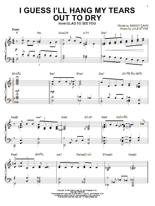 Dexter Gordon I Guess I'll Hang My Tears Out To Dry [Jazz version] (arr. Brent Edstrom) sheet music notes and chords arranged for Piano Solo