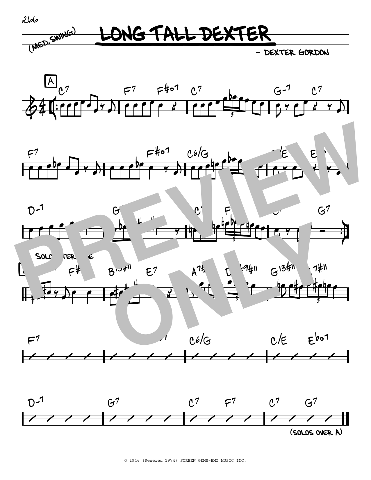Dexter Gordon Long Tall Dexter sheet music notes and chords arranged for Real Book – Melody & Chords