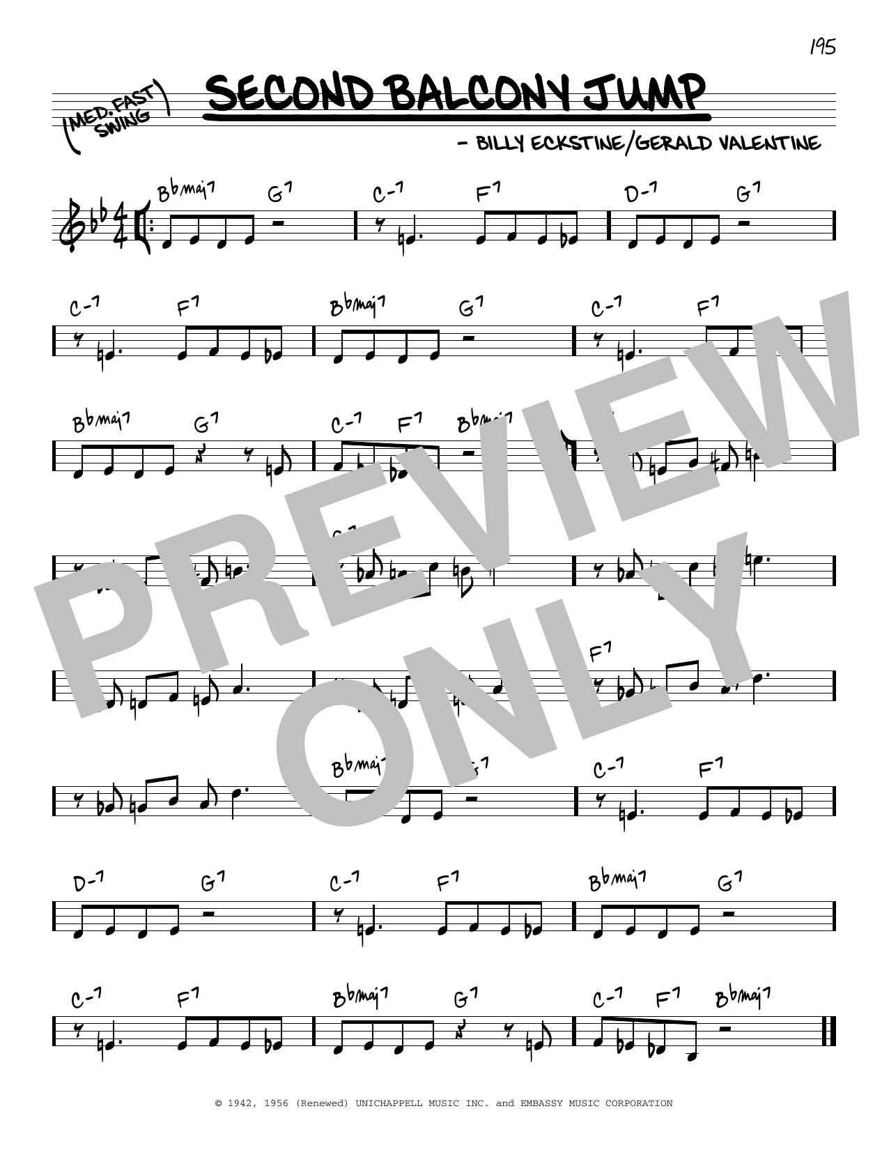 Dexter Gordon Second Balcony Jump sheet music notes and chords arranged for Real Book – Melody & Chords