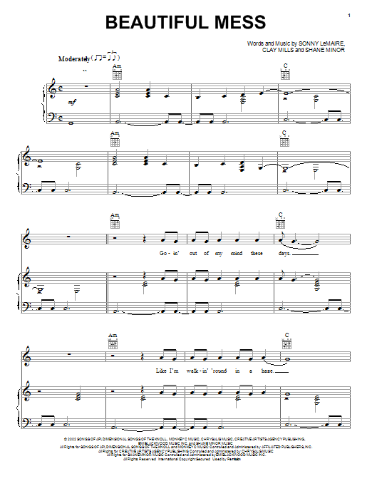 Diamond Rio Beautiful Mess sheet music notes and chords arranged for Piano, Vocal & Guitar Chords (Right-Hand Melody)