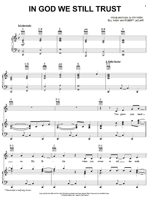 Diamond Rio In God We Still Trust sheet music notes and chords arranged for Piano, Vocal & Guitar Chords (Right-Hand Melody)