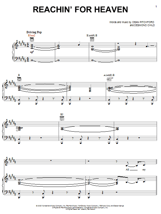 Diana DeGarmo Reachin' For Heaven sheet music notes and chords arranged for Piano, Vocal & Guitar Chords (Right-Hand Melody)