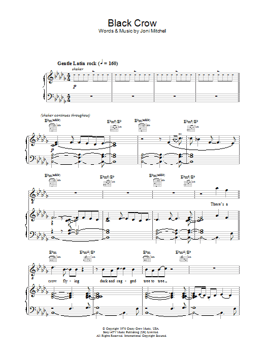 Diana Krall Black Crow sheet music notes and chords arranged for Piano, Vocal & Guitar Chords