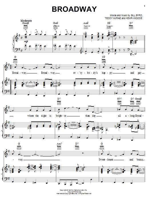 Diana Krall Broadway sheet music notes and chords arranged for Piano, Vocal & Guitar Chords (Right-Hand Melody)