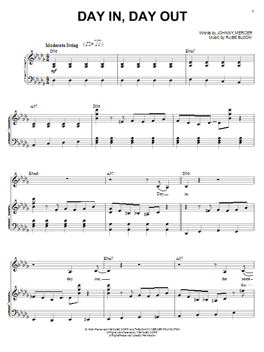 Diana Krall Day In, Day Out sheet music notes and chords arranged for Piano & Vocal