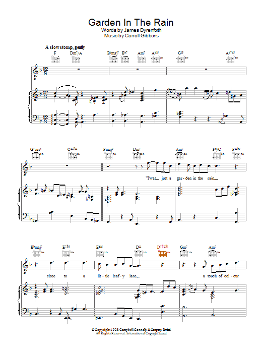 Diana Krall Garden In The Rain sheet music notes and chords arranged for Lead Sheet / Fake Book