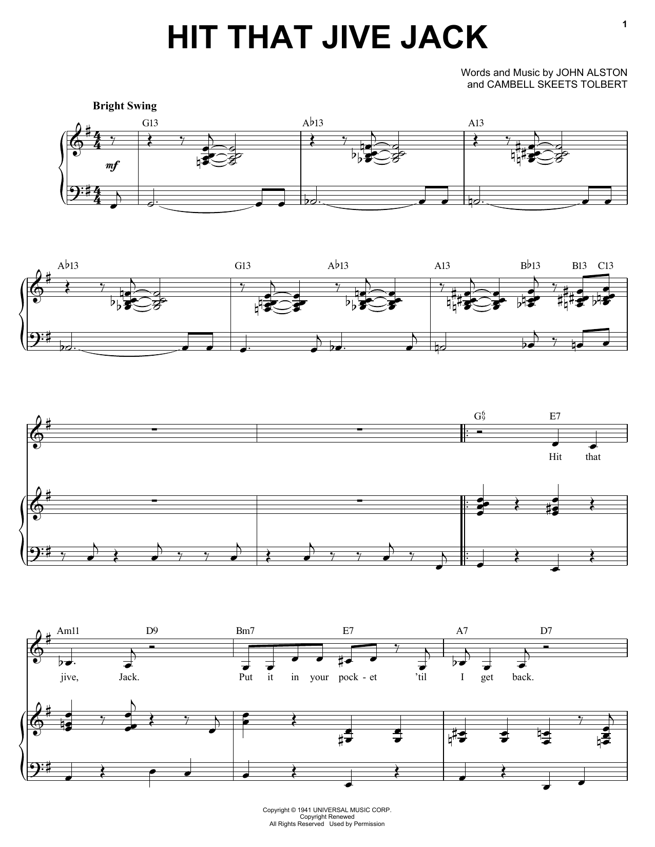 Diana Krall Hit That Jive Jack sheet music notes and chords arranged for Tenor Sax Solo