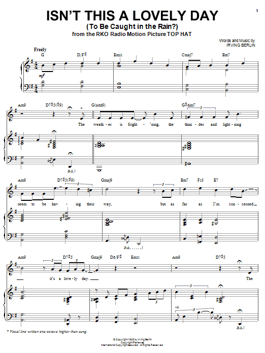 Diana Krall Isn't This A Lovely Day (To Be Caught In The Rain?) sheet music notes and chords arranged for Piano & Vocal