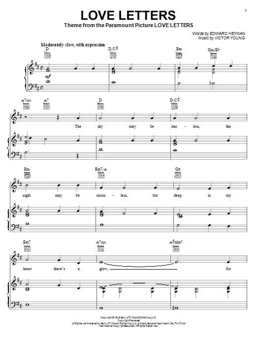 Diana Krall Love Letters sheet music notes and chords arranged for Piano, Vocal & Guitar Chords (Right-Hand Melody)