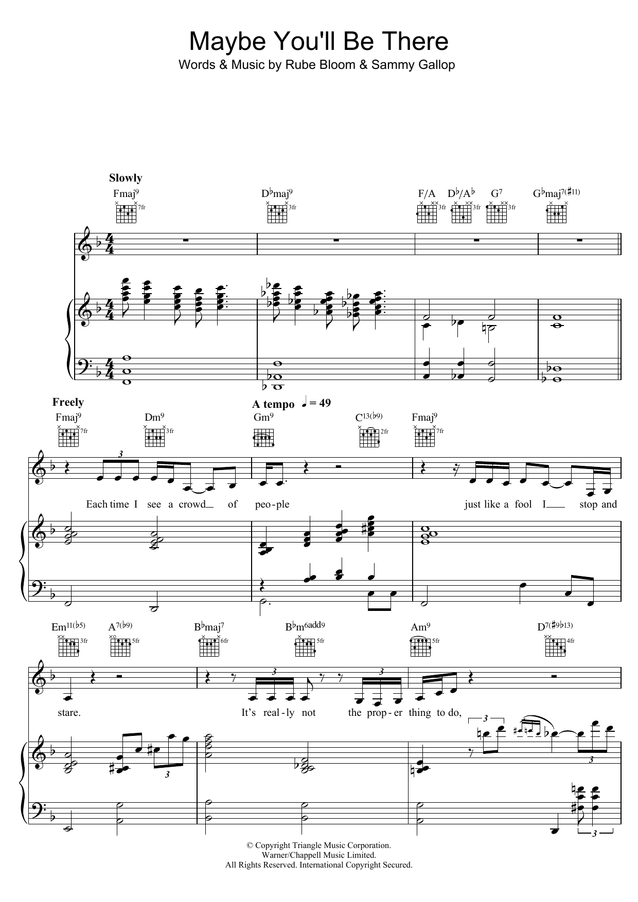Diana Krall Maybe You'll Be There sheet music notes and chords arranged for Piano, Vocal & Guitar Chords