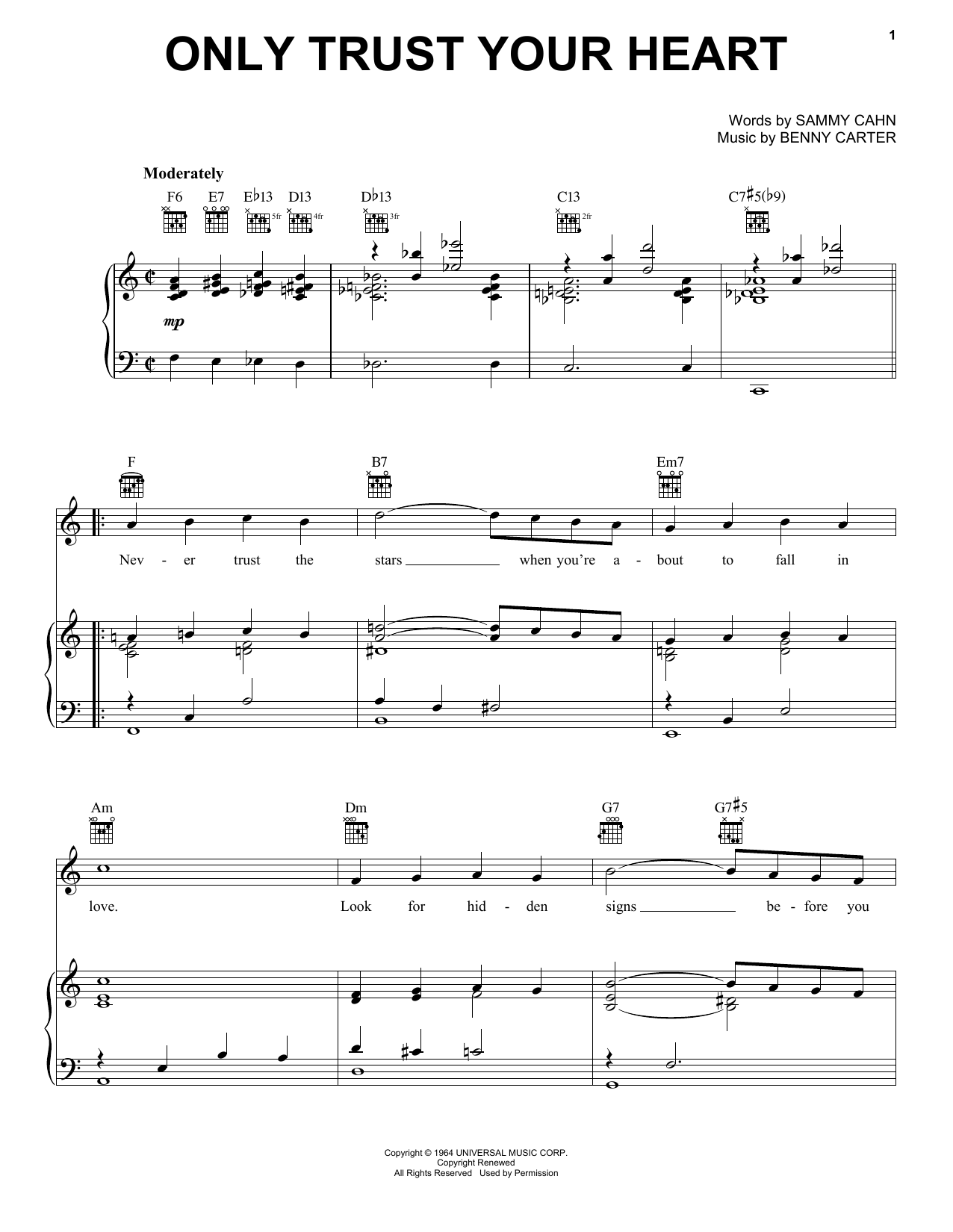 Diana Krall Only Trust Your Heart sheet music notes and chords arranged for Easy Piano