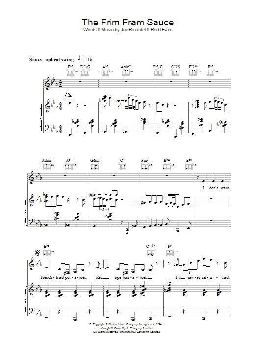 Diana Krall The Frim Fram Sauce sheet music notes and chords arranged for Piano, Vocal & Guitar Chords (Right-Hand Melody)