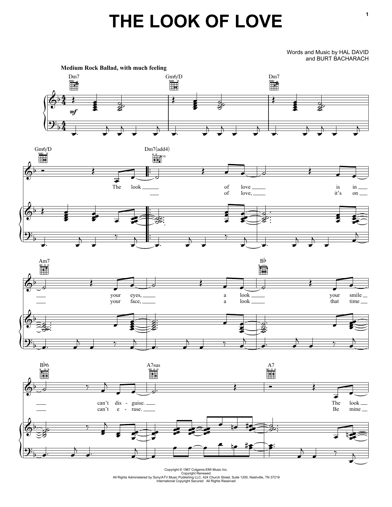Diana Krall The Look Of Love sheet music notes and chords arranged for Piano, Vocal & Guitar Chords (Right-Hand Melody)