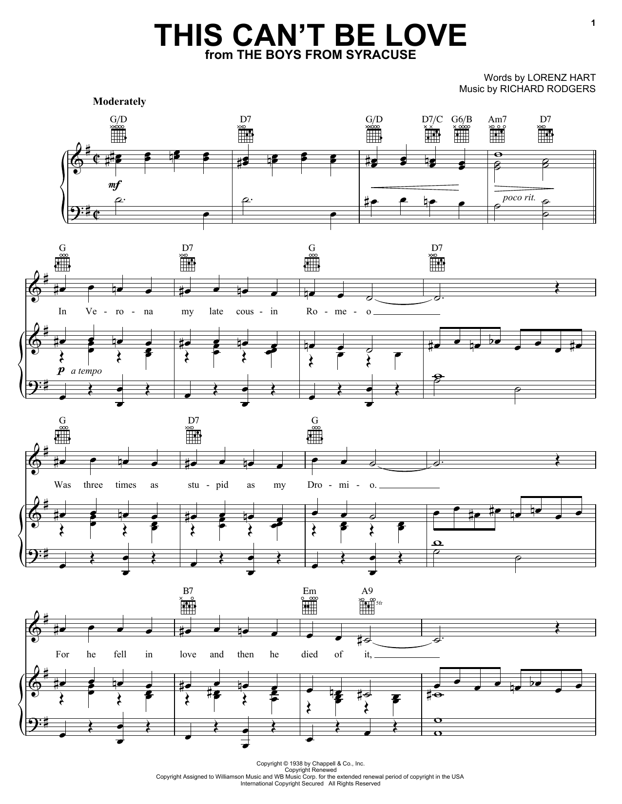 Diana Krall This Can't Be Love sheet music notes and chords arranged for Piano, Vocal & Guitar Chords (Right-Hand Melody)