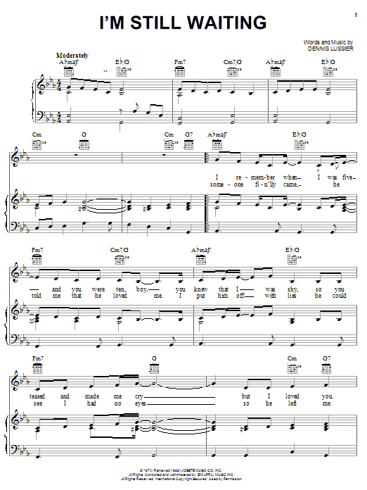 Diana Ross I'm Still Waiting sheet music notes and chords arranged for Piano, Vocal & Guitar Chords (Right-Hand Melody)