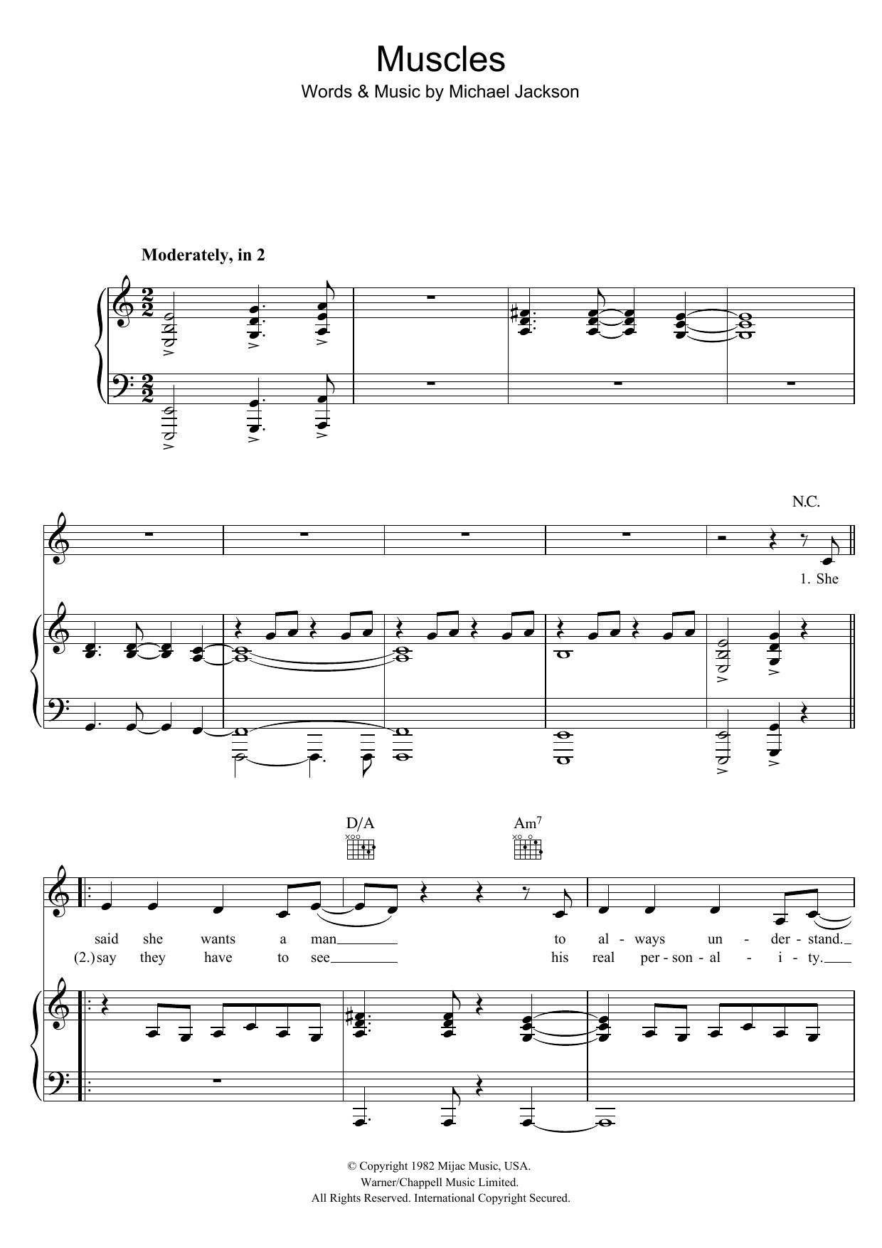 Diana Ross Muscles sheet music notes and chords arranged for Piano, Vocal & Guitar Chords