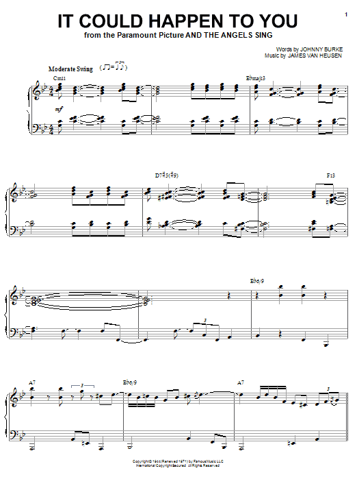 Diana Krall It Could Happen To You sheet music notes and chords arranged for Piano & Vocal