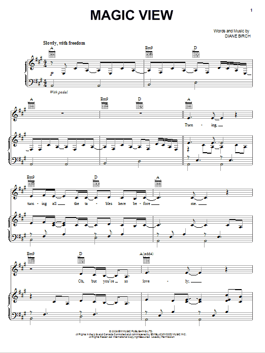 Diane Birch Magic View sheet music notes and chords arranged for Piano, Vocal & Guitar Chords (Right-Hand Melody)