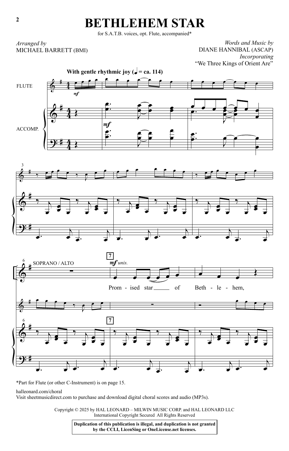 Diane Hannibal Bethlehem Star (arr. Michael Barrett) sheet music notes and chords arranged for SATB Choir