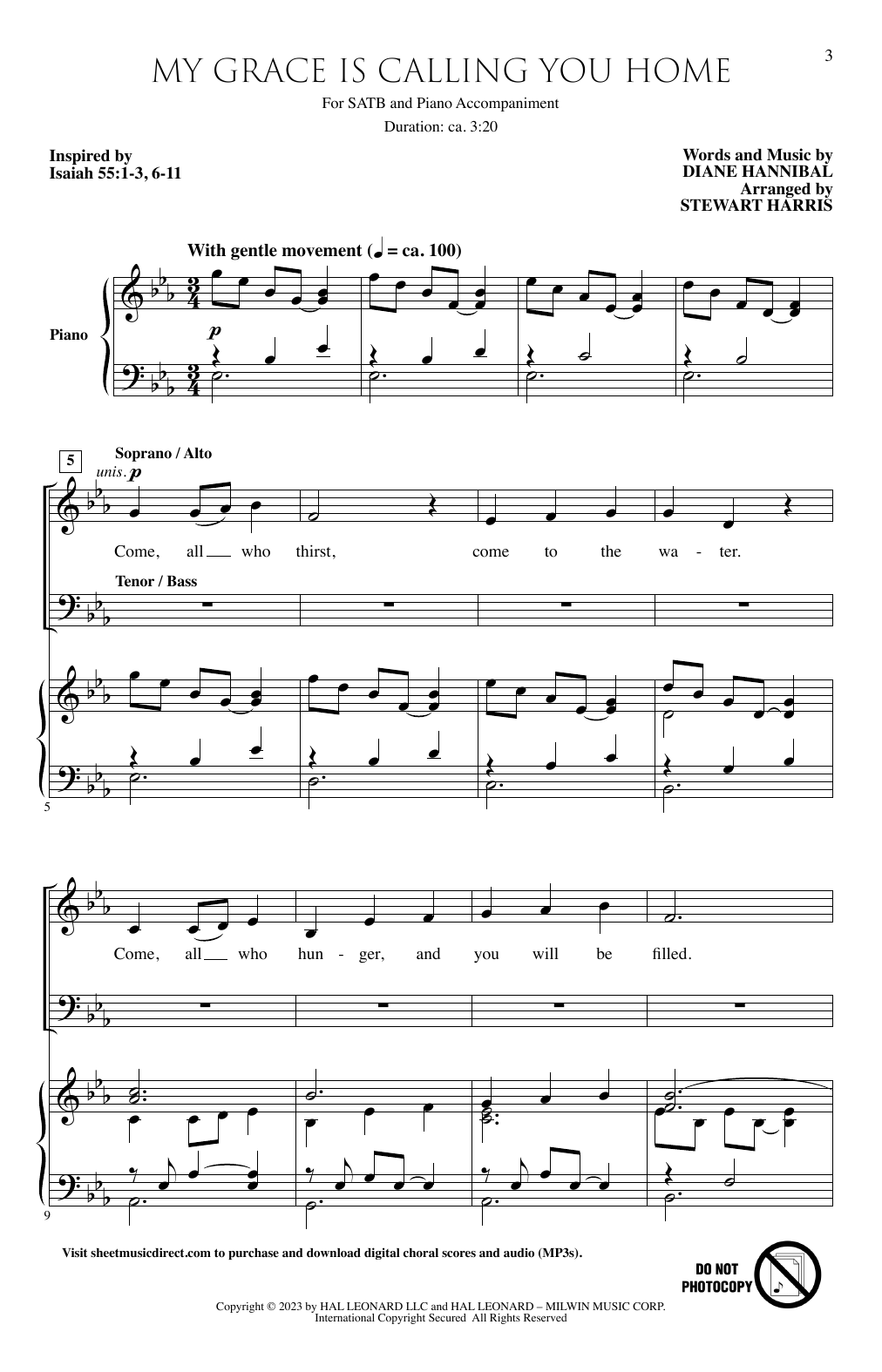 Diane Hannibal My Grace Is Calling You Home (arr. Stewart Harris) sheet music notes and chords arranged for SATB Choir