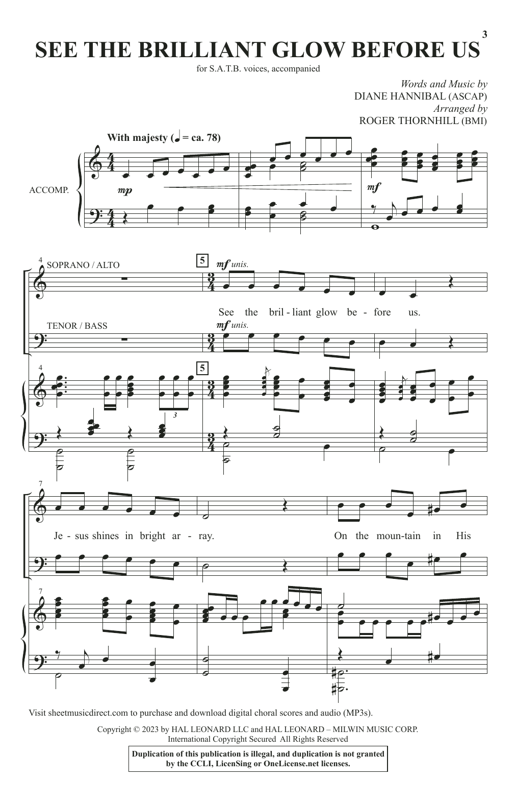 Diane Hannibal See The Brilliant Glow Before Us (arr. Roger Thornhill) sheet music notes and chords arranged for SATB Choir