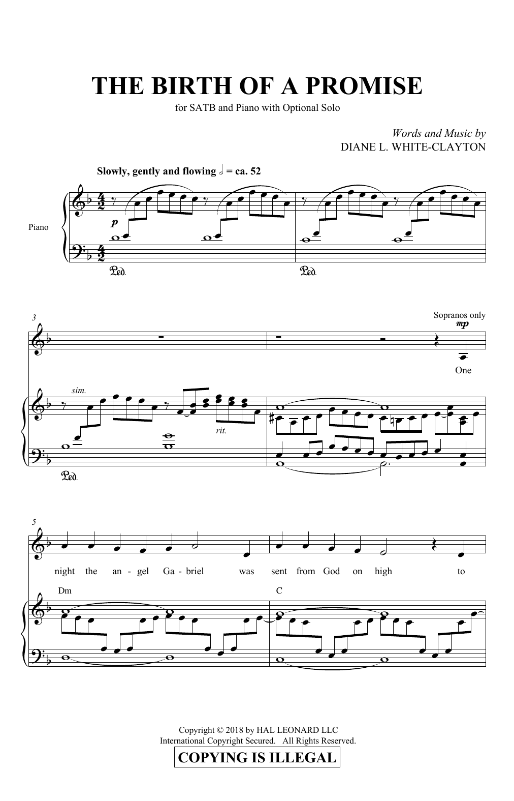 Diane White-Clayton The Birth Of A Promise sheet music notes and chords arranged for SATB Choir