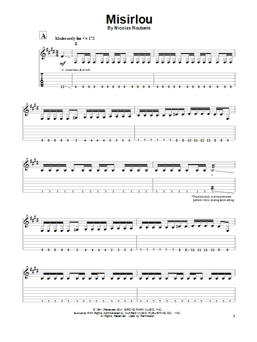 Dick Dale Misirlou sheet music notes and chords arranged for Guitar Tab (Single Guitar)