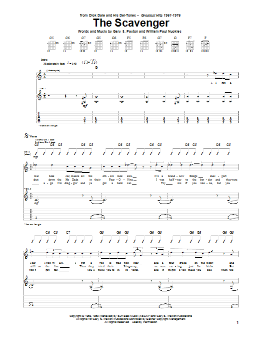 Dick Dale The Scavenger sheet music notes and chords arranged for Guitar Tab