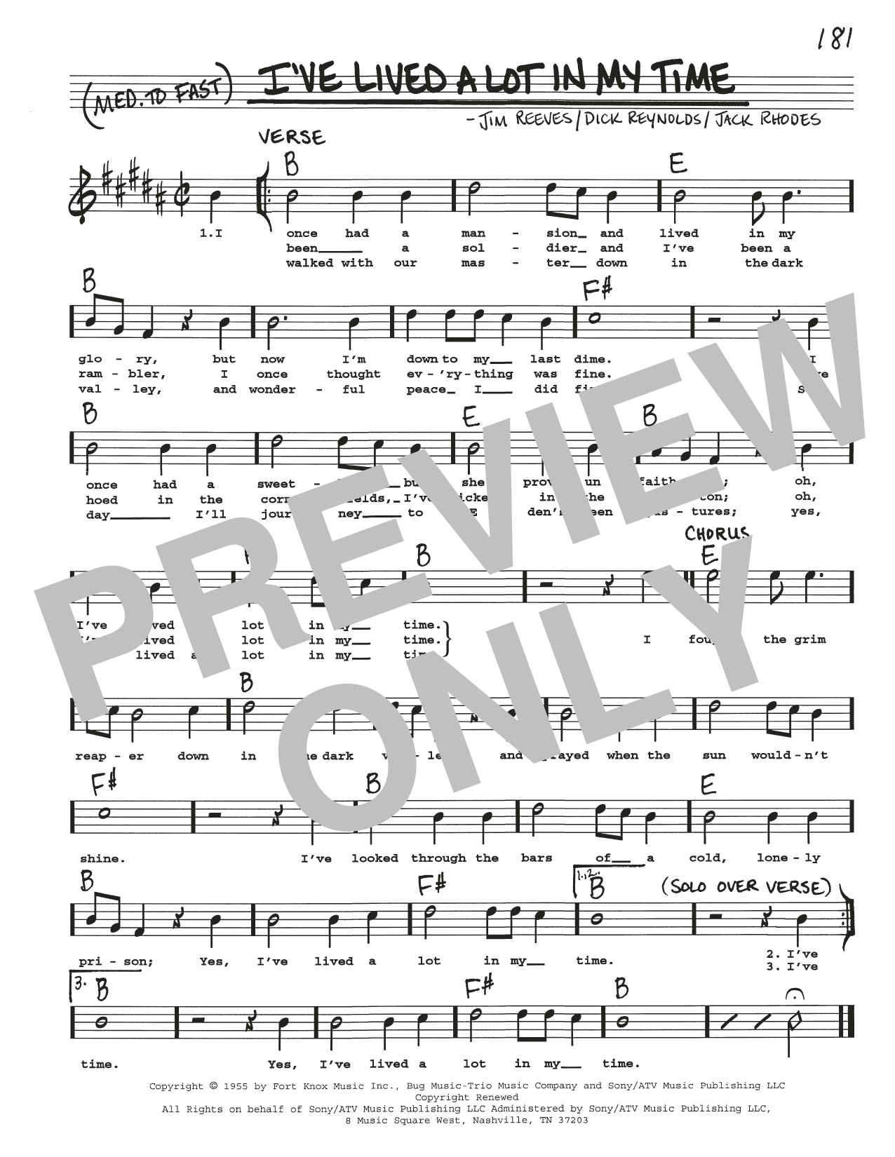 Dick Reynolds I've Lived A Lot In My Time sheet music notes and chords arranged for Real Book – Melody, Lyrics & Chords