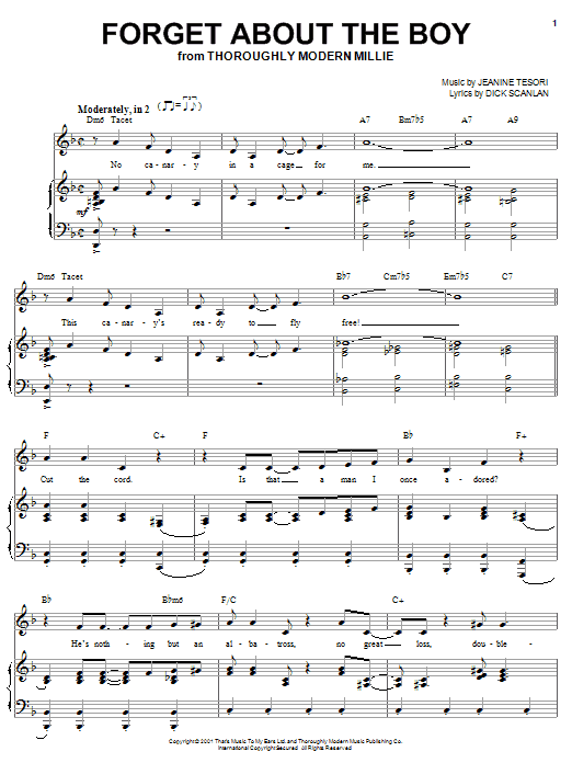 Dick Scanlan Forget About The Boy sheet music notes and chords arranged for Piano, Vocal & Guitar Chords (Right-Hand Melody)