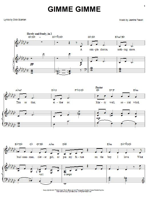Dick Scanlan Gimme Gimme sheet music notes and chords arranged for Piano & Vocal