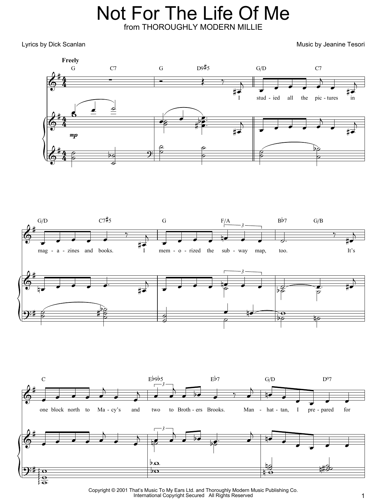 Dick Scanlan Not For The Life Of Me sheet music notes and chords arranged for Piano, Vocal & Guitar Chords (Right-Hand Melody)