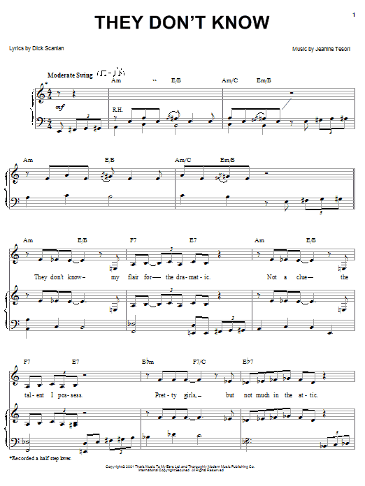 Dick Scanlan They Don't Know sheet music notes and chords arranged for Piano, Vocal & Guitar Chords (Right-Hand Melody)