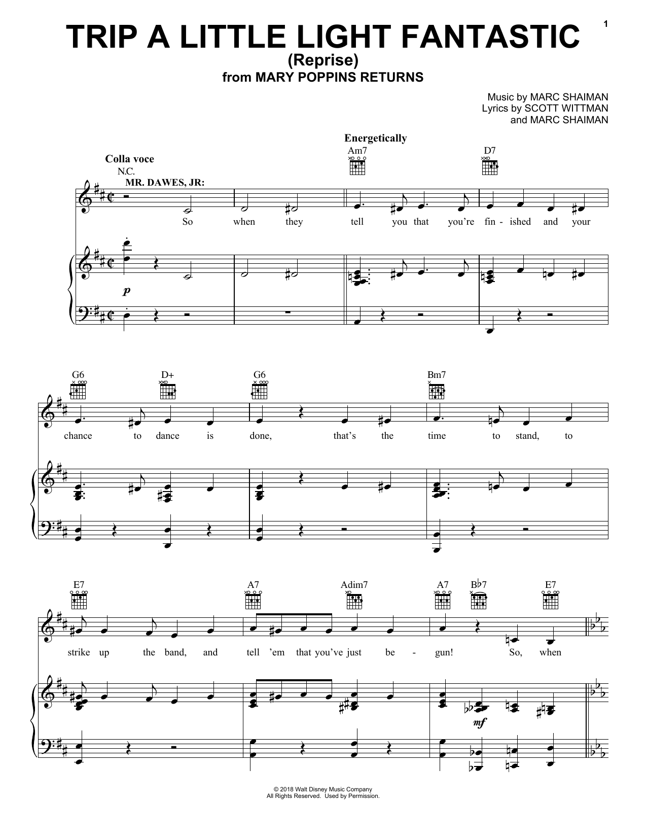 Dick Van Dyke & Company Trip A Little Light Fantastic (Reprise) (from Mary Poppins Returns) sheet music notes and chords arranged for Piano, Vocal & Guitar Chords (Right-Hand Melody)
