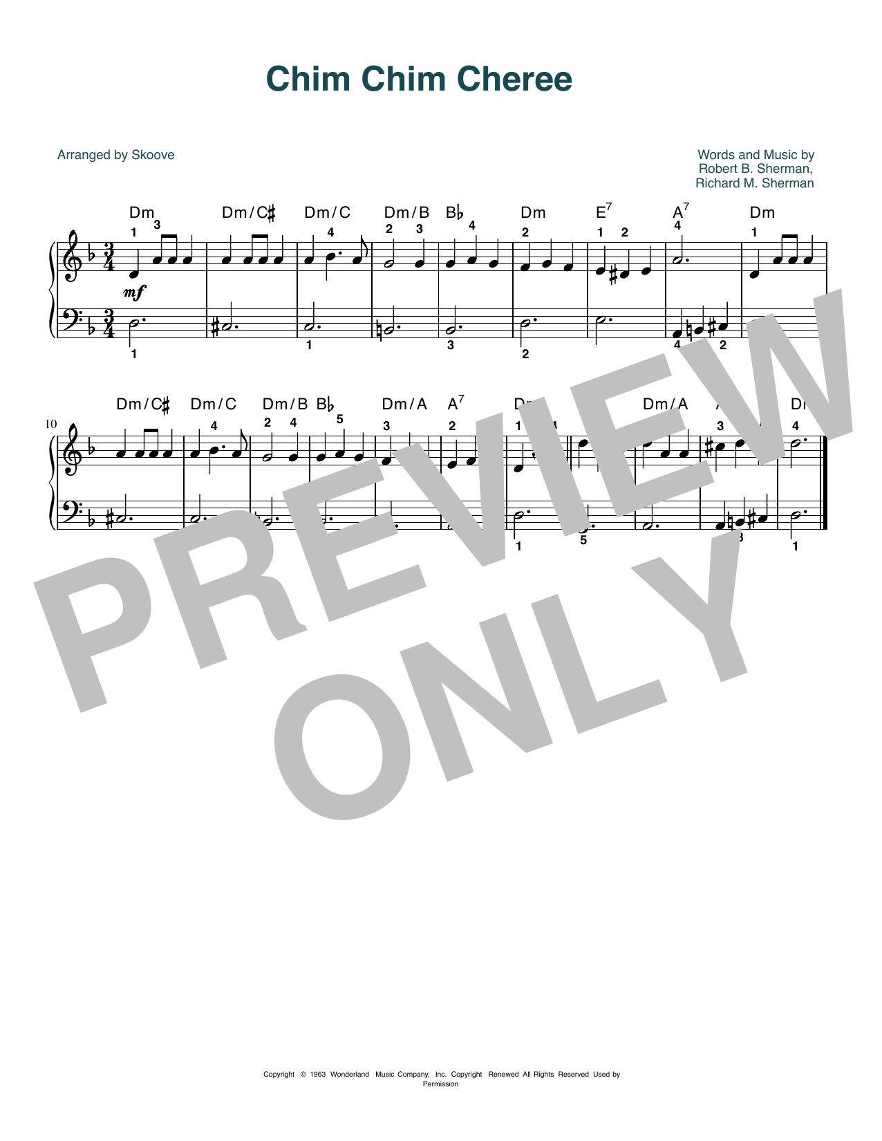 Dick Van Dyke Chim Chim Cher-ee (from Mary Poppins) (arr. Skoove) sheet music notes and chords arranged for Easy Piano