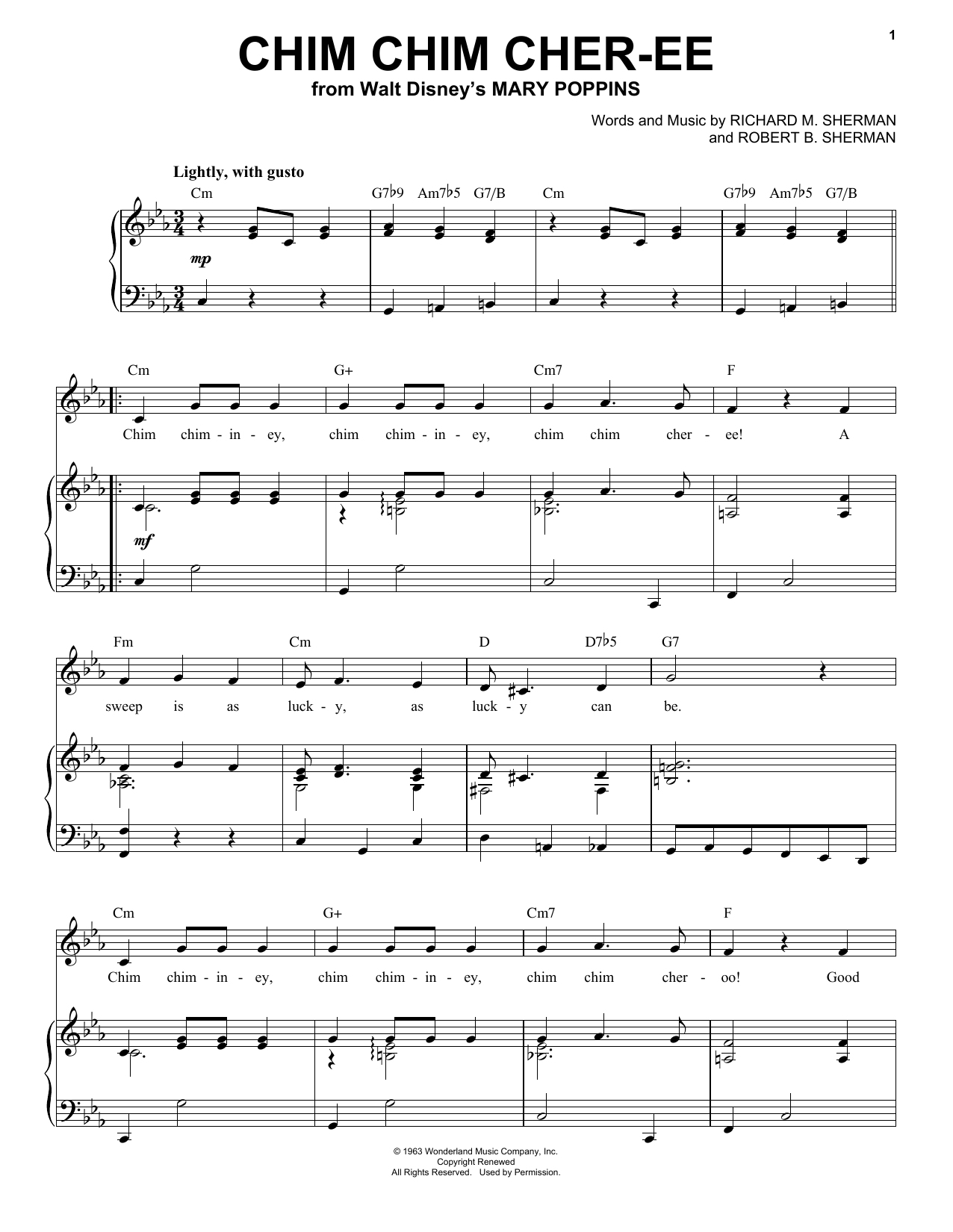 Dick Van Dyke Chim Chim Cher-ee (from Mary Poppins) sheet music notes and chords arranged for Guitar Ensemble