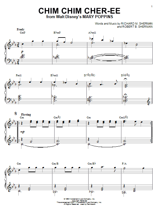 Dick Van Dyke Chim Chim Cher-ee [Jazz version] (from Mary Poppins) (arr. Brent Edstrom) sheet music notes and chords arranged for Piano Solo