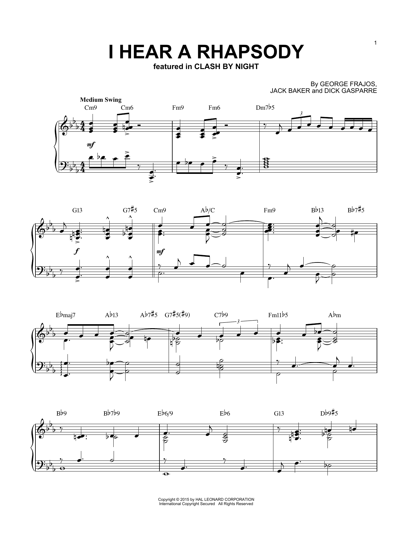 Dick Gasparre I Hear A Rhapsody [Jazz version] (arr. Brent Edstrom) sheet music notes and chords arranged for Piano Solo
