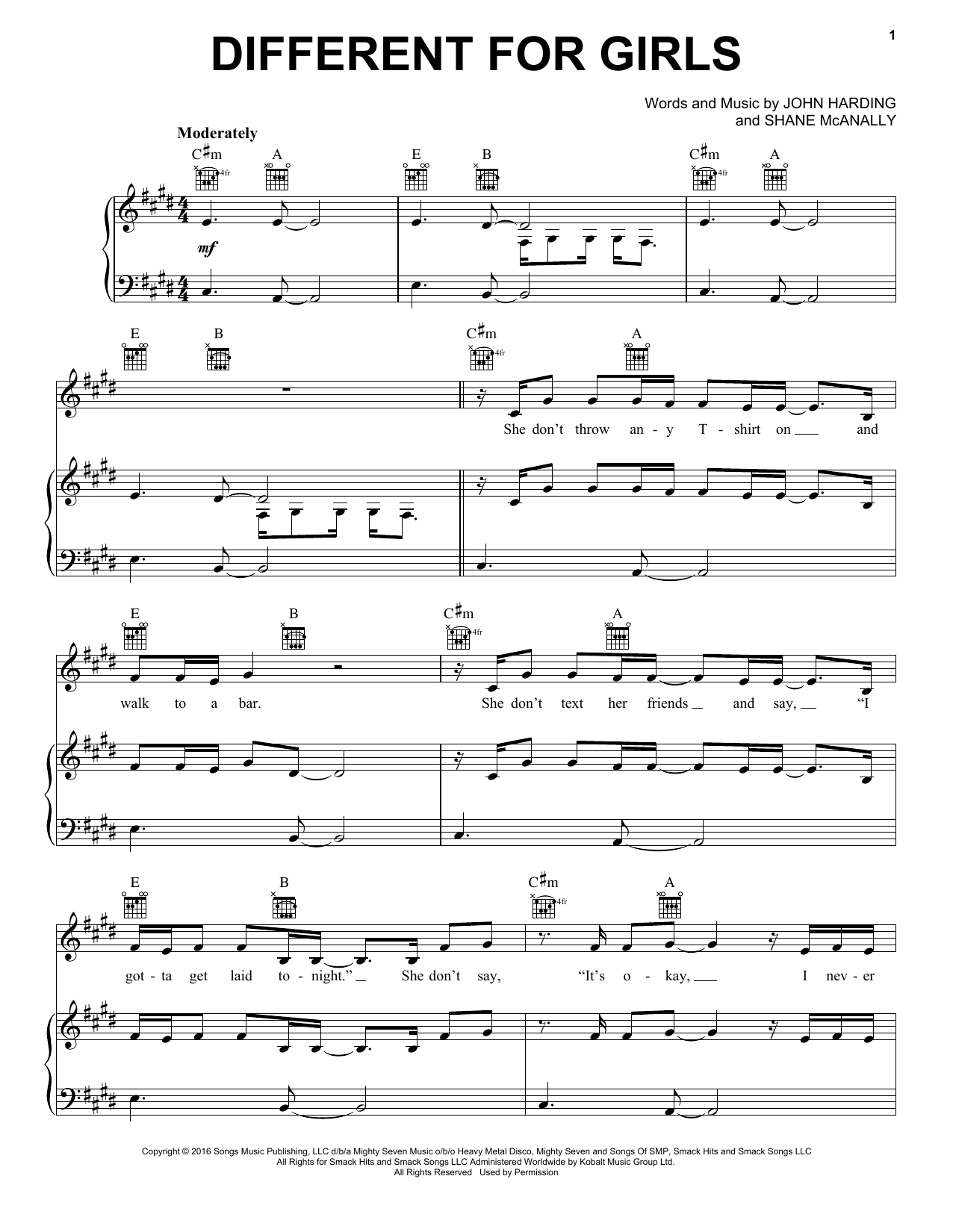 Dierks Bentley feat. Elle King Different For Girls sheet music notes and chords arranged for Piano, Vocal & Guitar Chords (Right-Hand Melody)